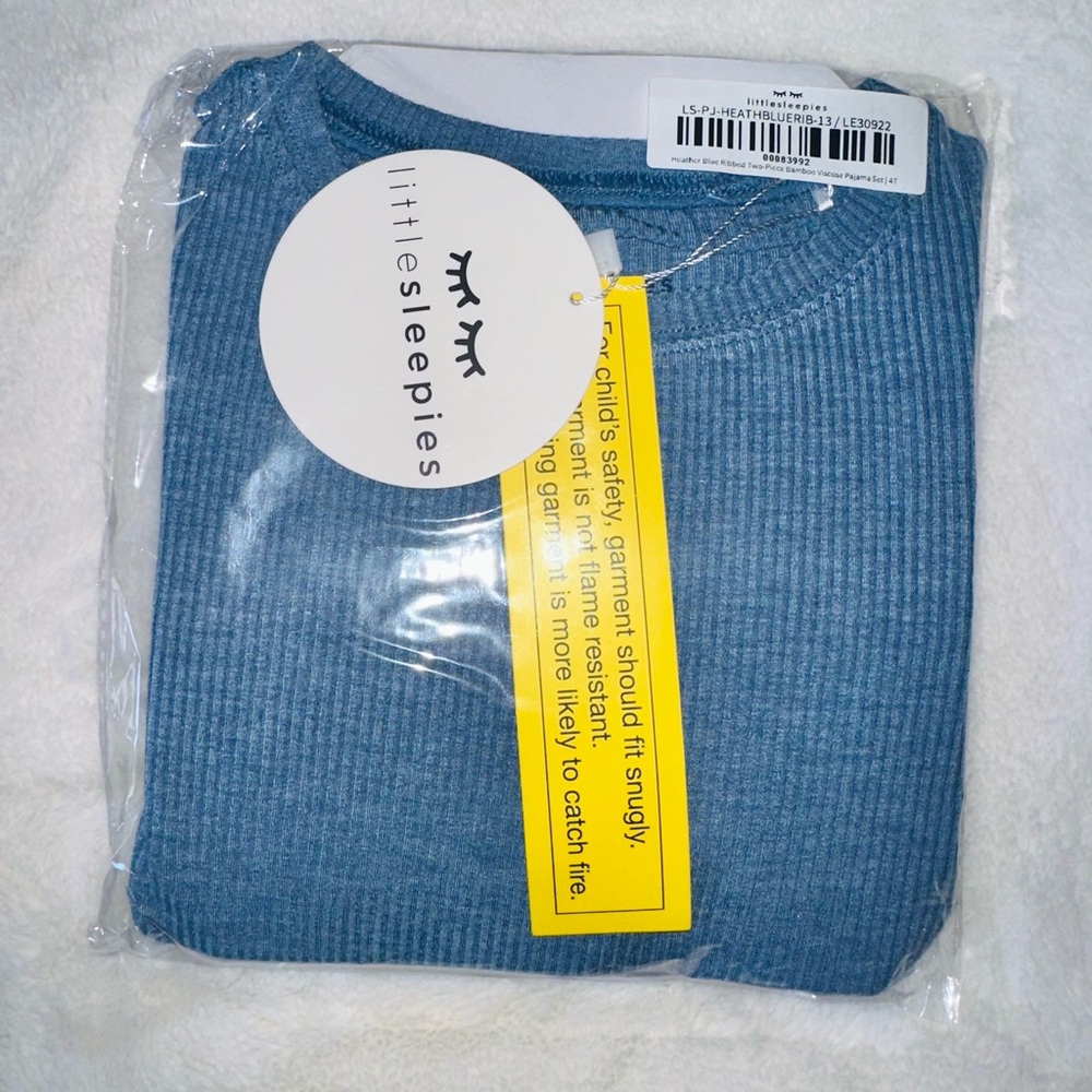 NIB LS Heather Blue Ribbed Pj Set - Picture 3 of 4